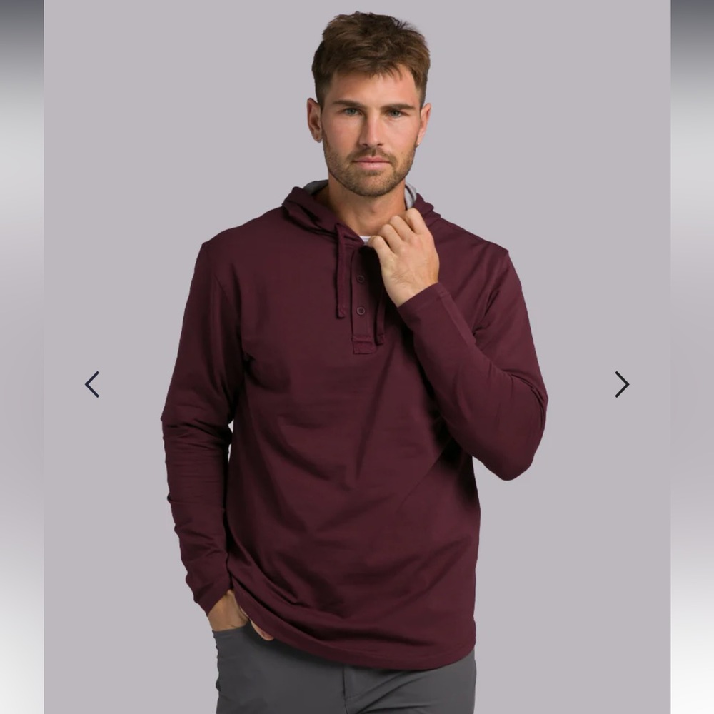 Brand New With Tags! Bylt Basic Hooded Henley Maroon